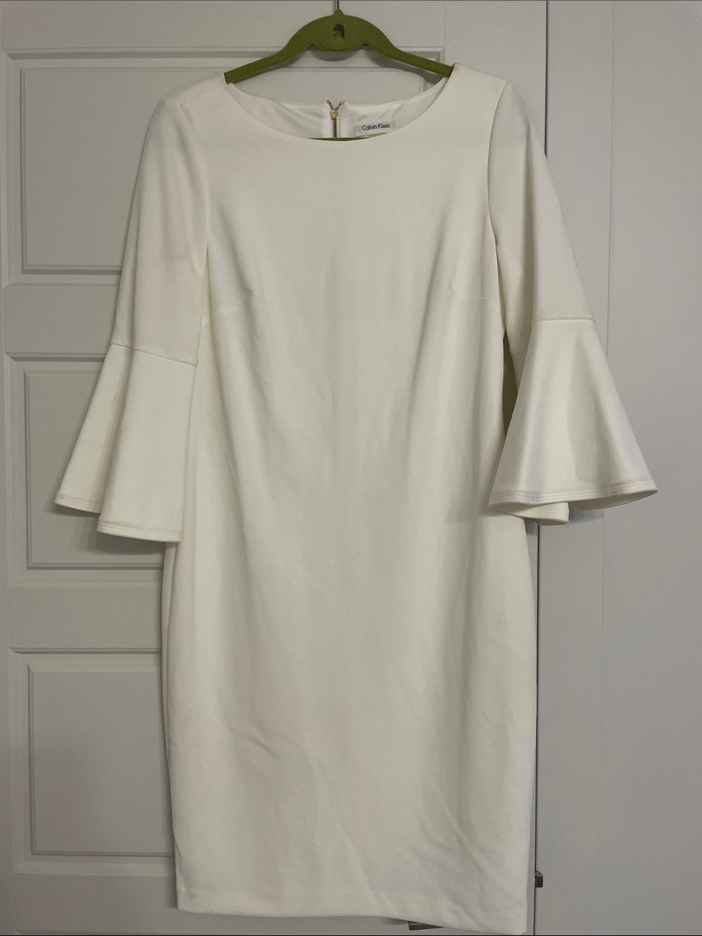 Calvin Klein Cream Bell Sleeve Sheath Dress